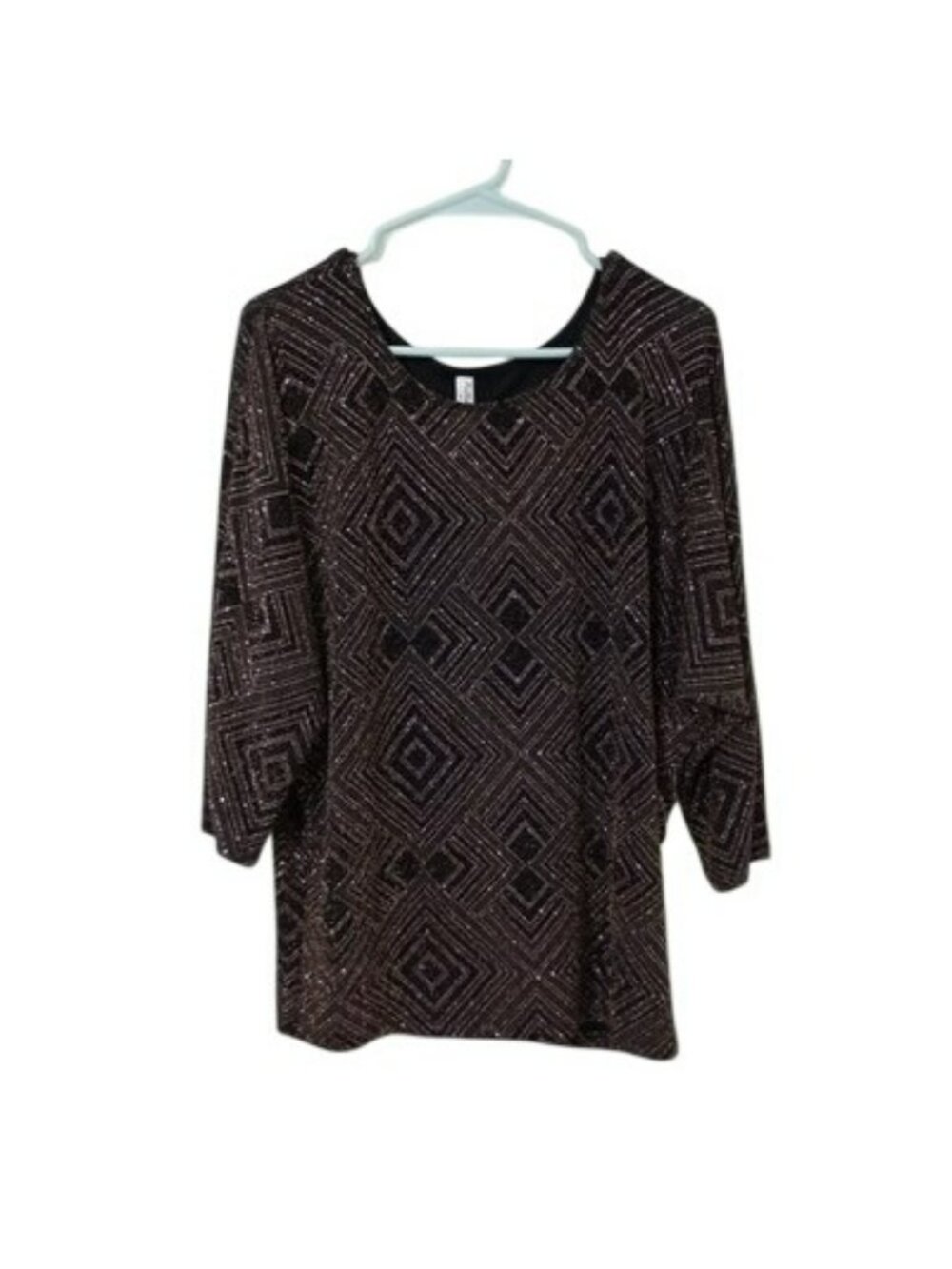 PerSeption Concept  Women’s Black and Metallic 3/4 sleeve blouse size large